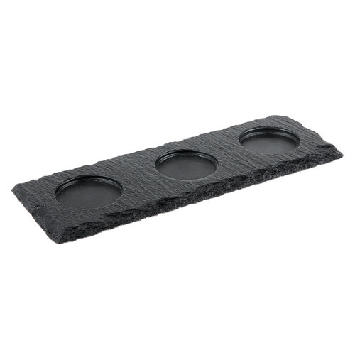 Natural Slate Tray with 3 Recess 28x10cm - 00987 (Pack of 1)