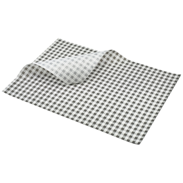 Greaseproof Paper Black Gingham Print 35 x 25cm - PN1487LGBK