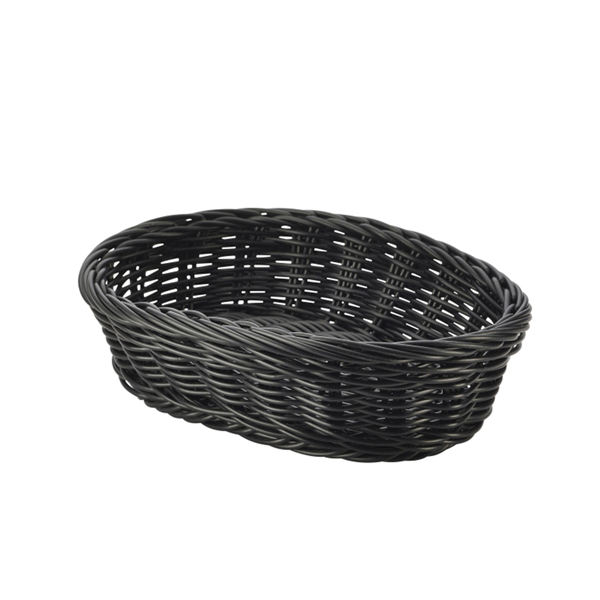 Black Oval Polywicker Basket 22.5 x 15.5 x 6.5cm - PWB-2316BK (Pack of 6)