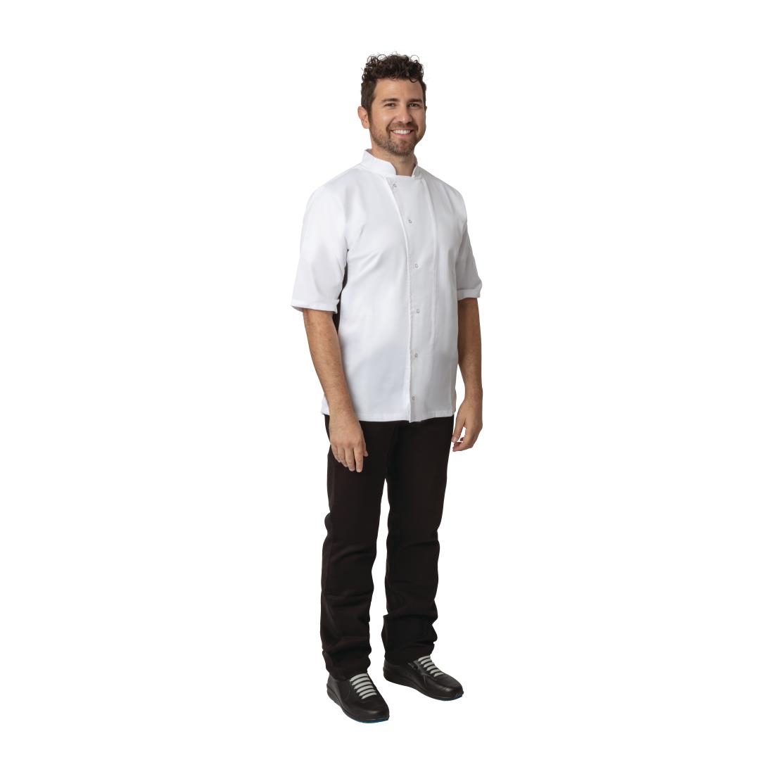 Whites Nevada Unisex Chefs Jacket Short Sleeve Black and White S