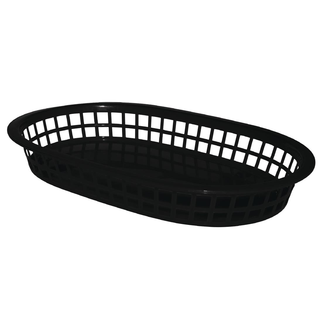 Oval Polypropylene Food Basket Black (Pack of 6)